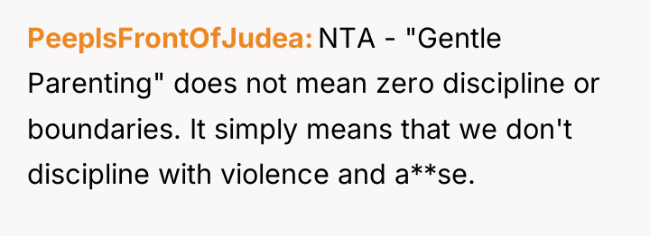 PeeplsFrontOfJudea NTA - "Gentle Parenting" does not mean zero discipline...