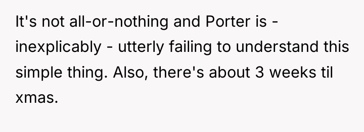 It's not all-or-nothing and Porter is - inexplicably - utterly...