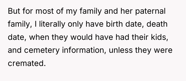 But for most of my family and her paternal family,...