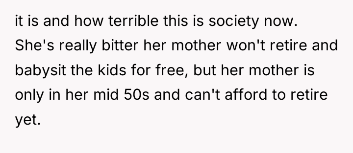 it is and how terrible this is society now. She's...