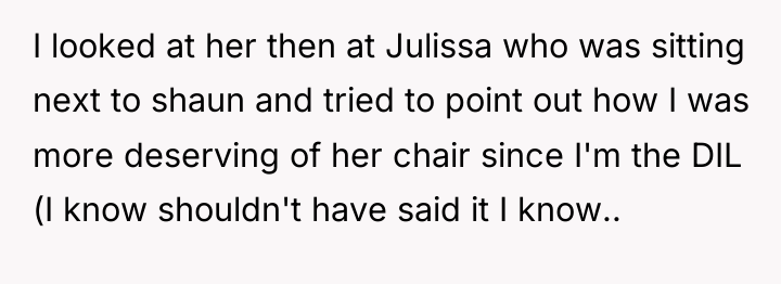 I looked at her then at Julissa who was sitting...