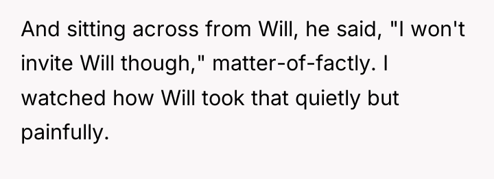 And sitting across from Will, he said, "I won't invite...