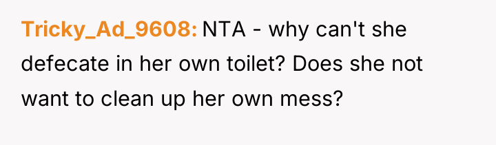 Tricky_Ad_9608 NTA - why can't she defecate in her own...