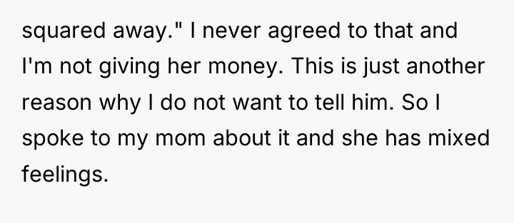 squared away." I never agreed to that and I'm not...