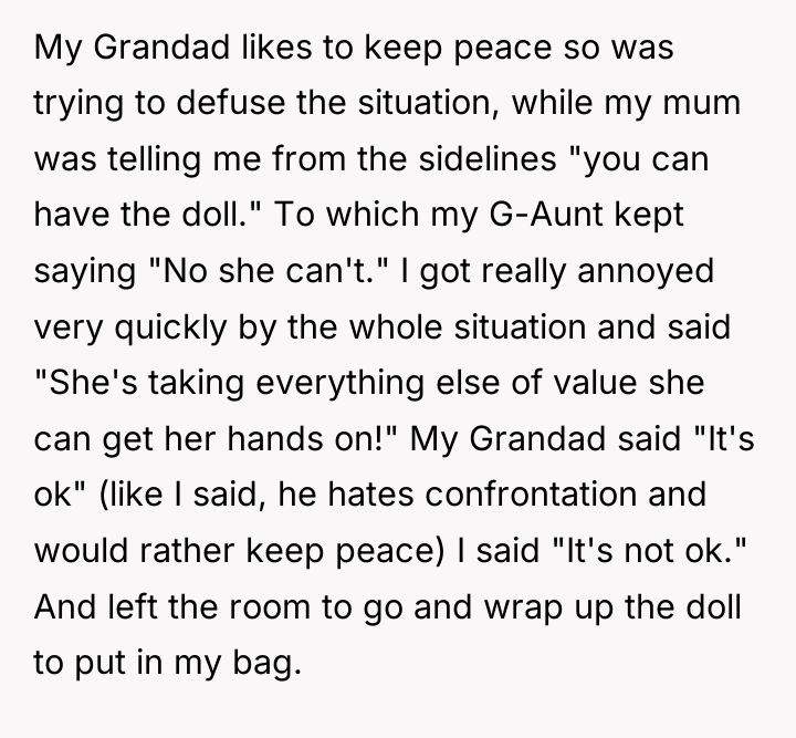 My Grandad likes to keep peace so was trying to...