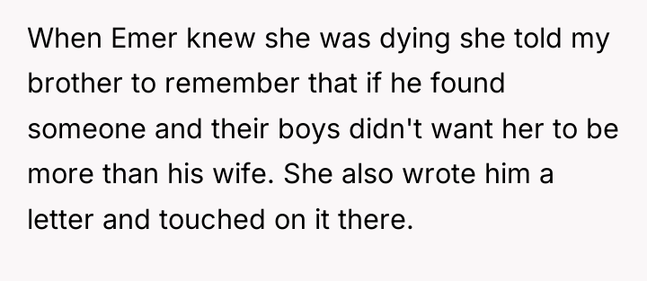 When Emer knew she was dying she told my brother...