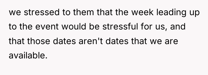 we stressed to them that the week leading up to...