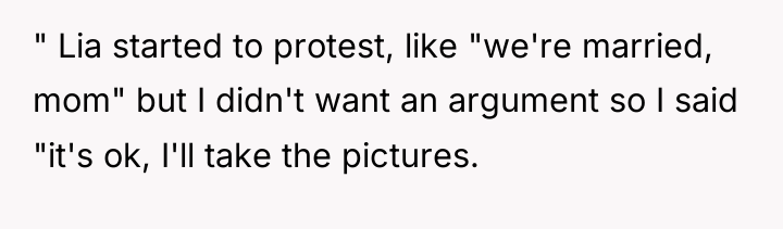 " Lia started to protest, like "we're married, mom" but...