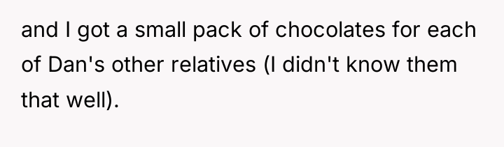 and I got a small pack of chocolates for each...