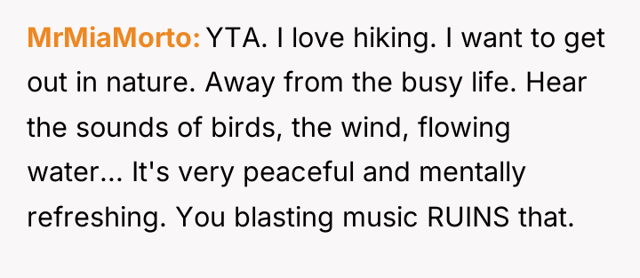 MrMiaMorto YTA. I love hiking. I want to get out...