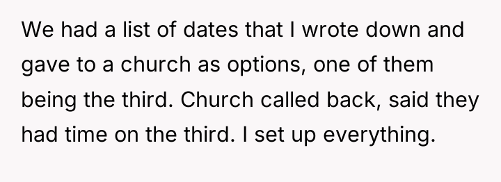 We had a list of dates that I wrote down...