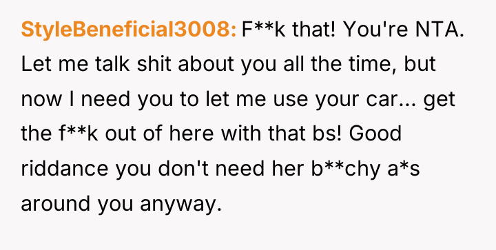 StyleBeneficial3008 F**k that! You're NTA. Let me talk shit about...