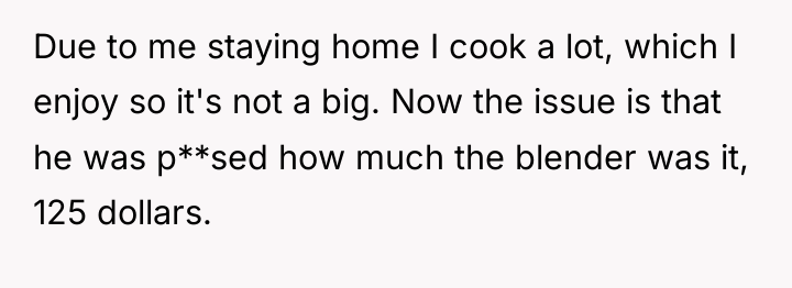 Due to me staying home I cook a lot, which...