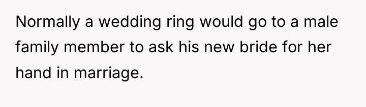 Normally a wedding ring would go to a male family...