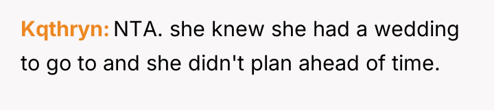 Kqthryn NTA. she knew she had a wedding to go...