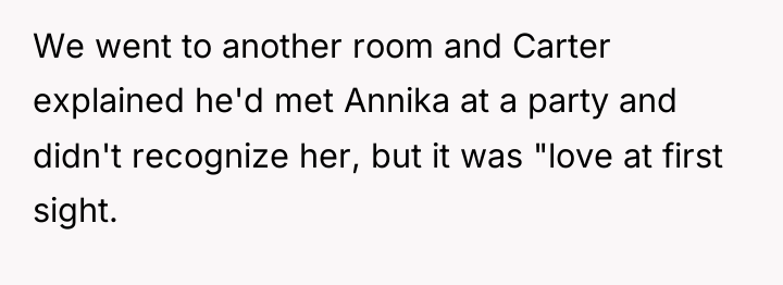 We went to another room and Carter explained he'd met...