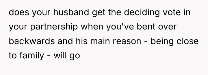 does your husband get the deciding vote in your partnership...