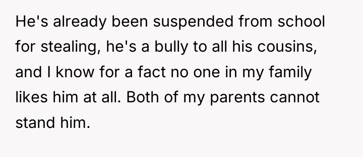 He's already been suspended from school for stealing, he's a...