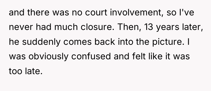 and there was no court involvement, so I've never had...