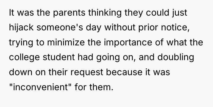 It was the parents thinking they could just hijack someone's...