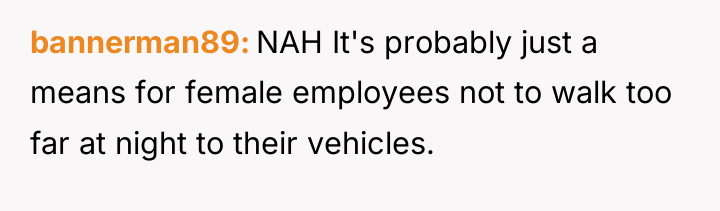 bannerman89 NAH It's probably just a means for female employees...