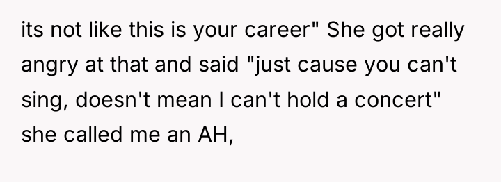 its not like this is your career" She got really...
