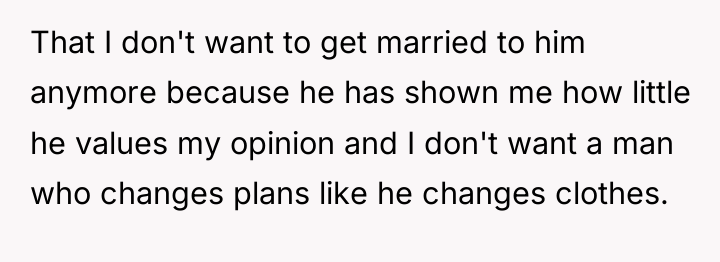 That I don't want to get married to him anymore...