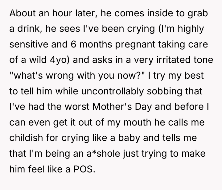 About an hour later, he comes inside to grab a...