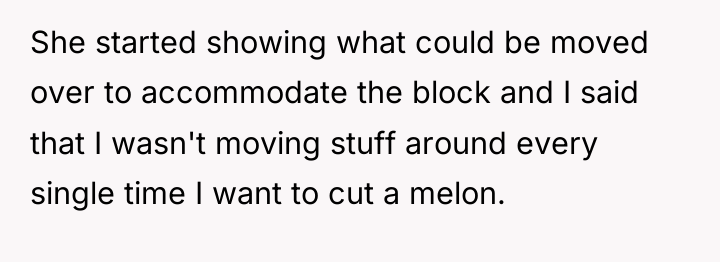 She started showing what could be moved over to accommodate...