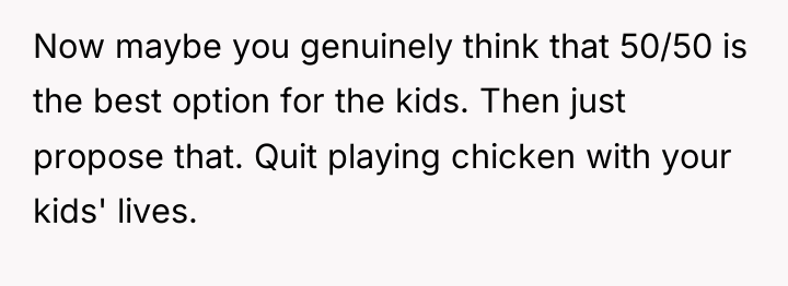 Now maybe you genuinely think that 50/50 is the best...