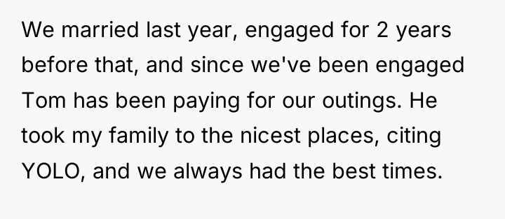 We married last year, engaged for 2 years before that,...
