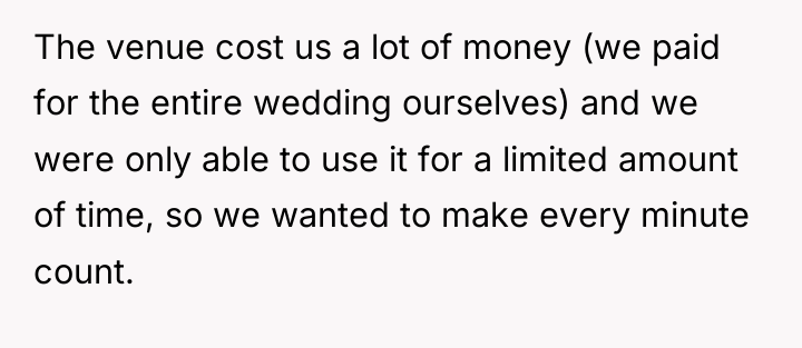 The venue cost us a lot of money (we paid...