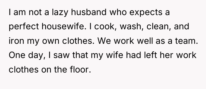 I am not a lazy husband who expects a perfect...
