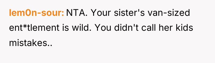 lem0n-sour NTA. Your sister's van-sized ent*tlement is wild. You didn't...