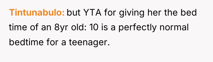 Tintunabulo but YTA for giving her the bed time of...