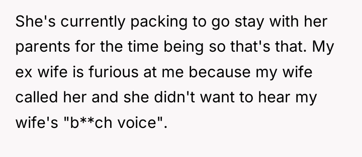 She's currently packing to go stay with her parents for...