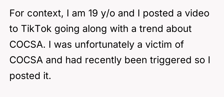 For context, I am 19 y/o and I posted a...