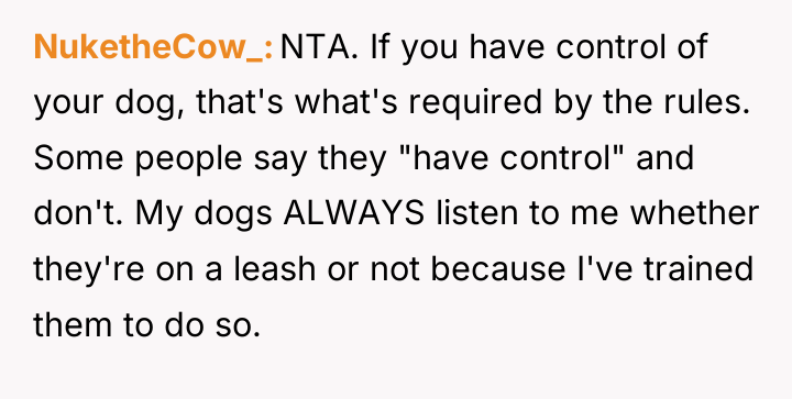 NuketheCow_ NTA. If you have control of your dog, that's...