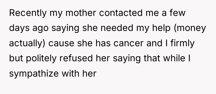 Recently my mother contacted me a few days ago saying...