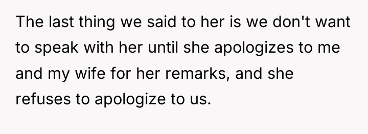 The last thing we said to her is we don't...