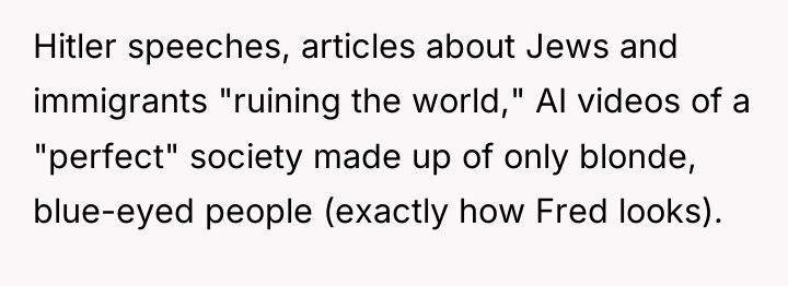 Hitler speeches, articles about Jews and immigrants "ruining the world,"...