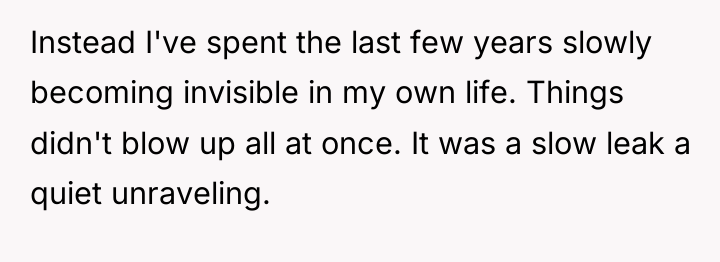Instead I've spent the last few years slowly becoming invisible...