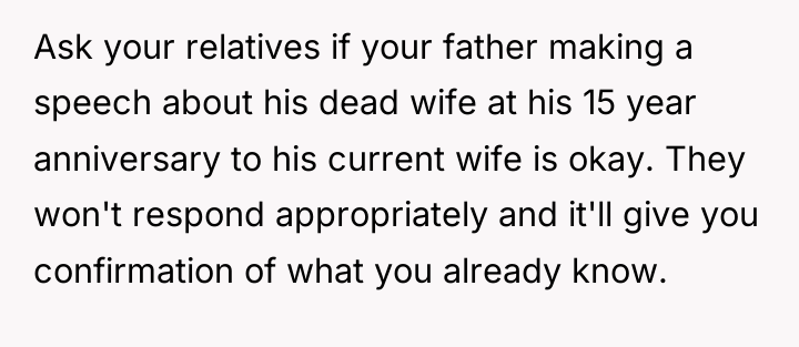Ask your relatives if your father making a speech about...