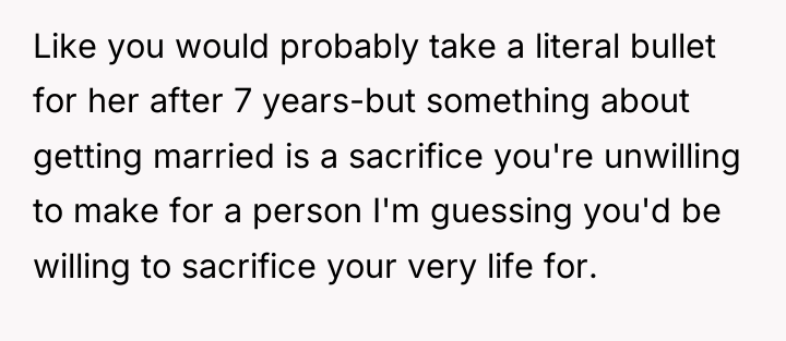 Like you would probably take a literal bullet for her...