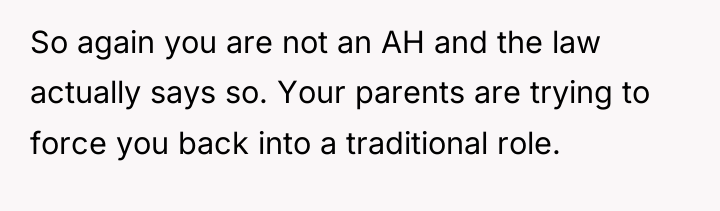 So again you are not an AH and the law...