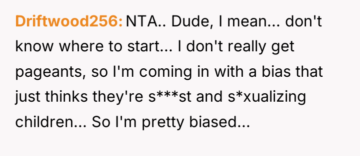 Driftwood256 NTA.. Dude, I mean... don't know where to start......