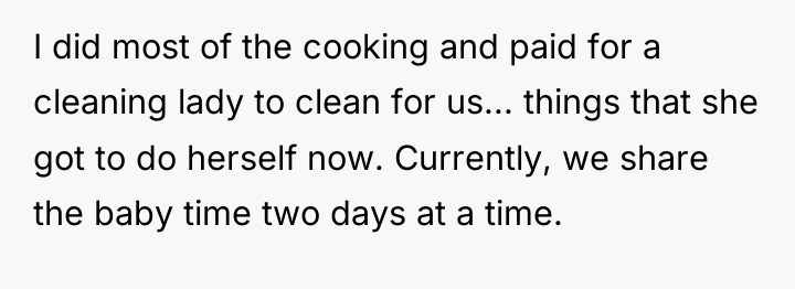 I did most of the cooking and paid for a...