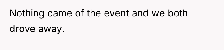 Nothing came of the event and we both drove away.