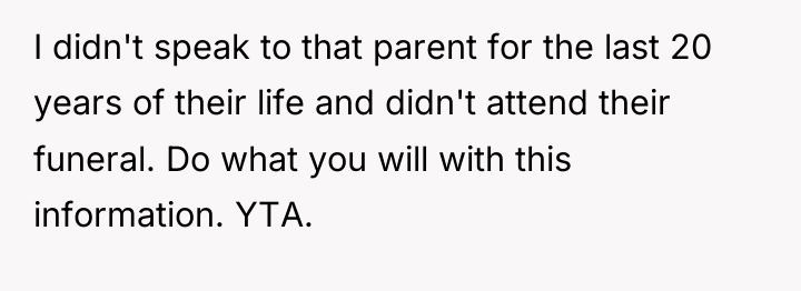 I didn't speak to that parent for the last 20...