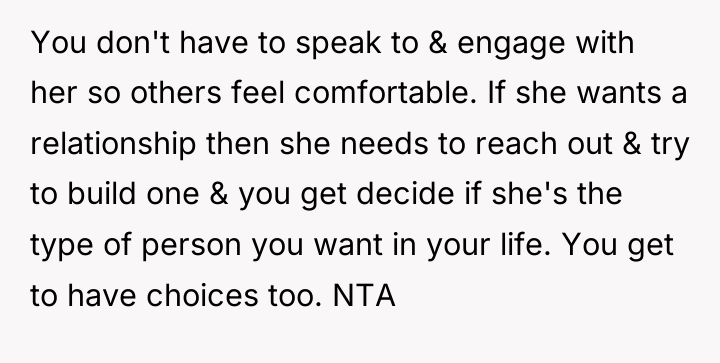 You don't have to speak to & engage with her...